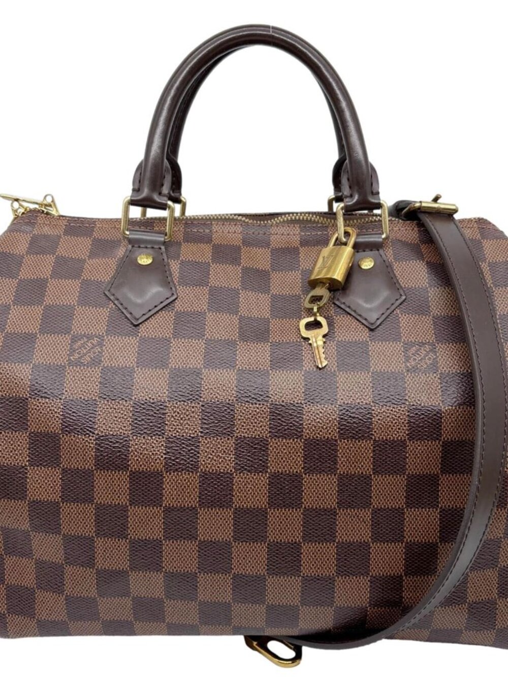 Louis Vuitton  Speedy 30 Monogram Canvas Satchel Shoulder Bag Brown